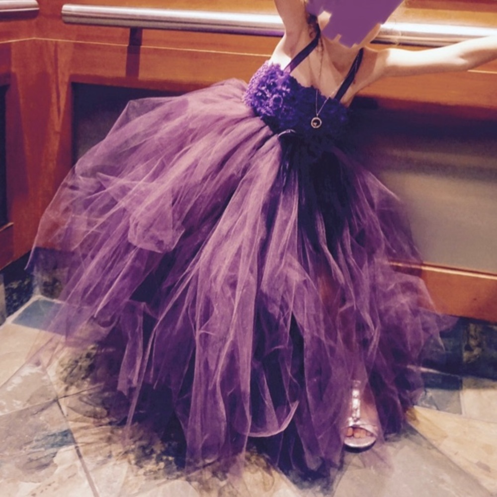Child’s Tulle Tutu Knot Purple Dress - sz 3-5